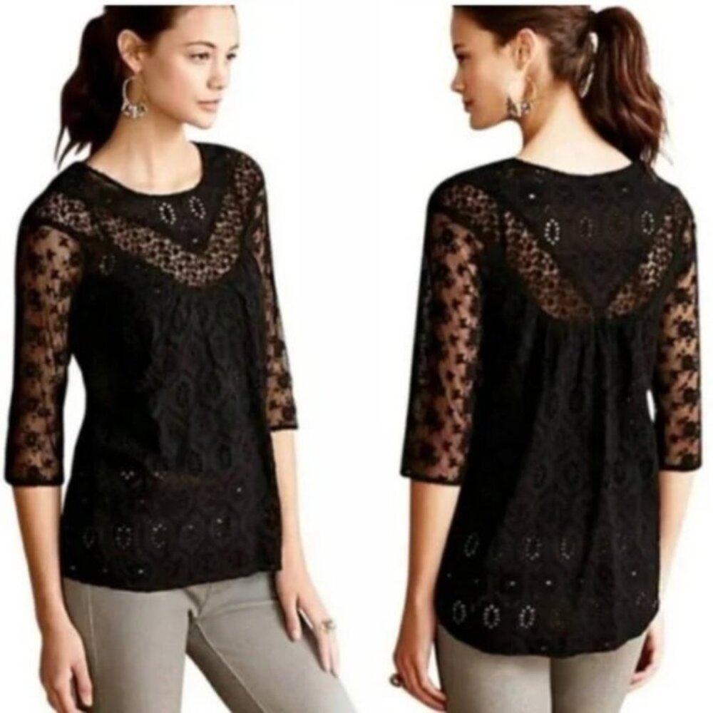 Anthropologie Fleur Wood Boho Top - NEW